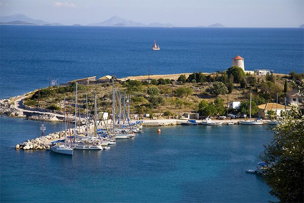The charming and peaceful harbour of Kastos island.